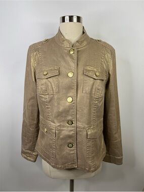 Chicos Platinum Metallic Denim Jacket